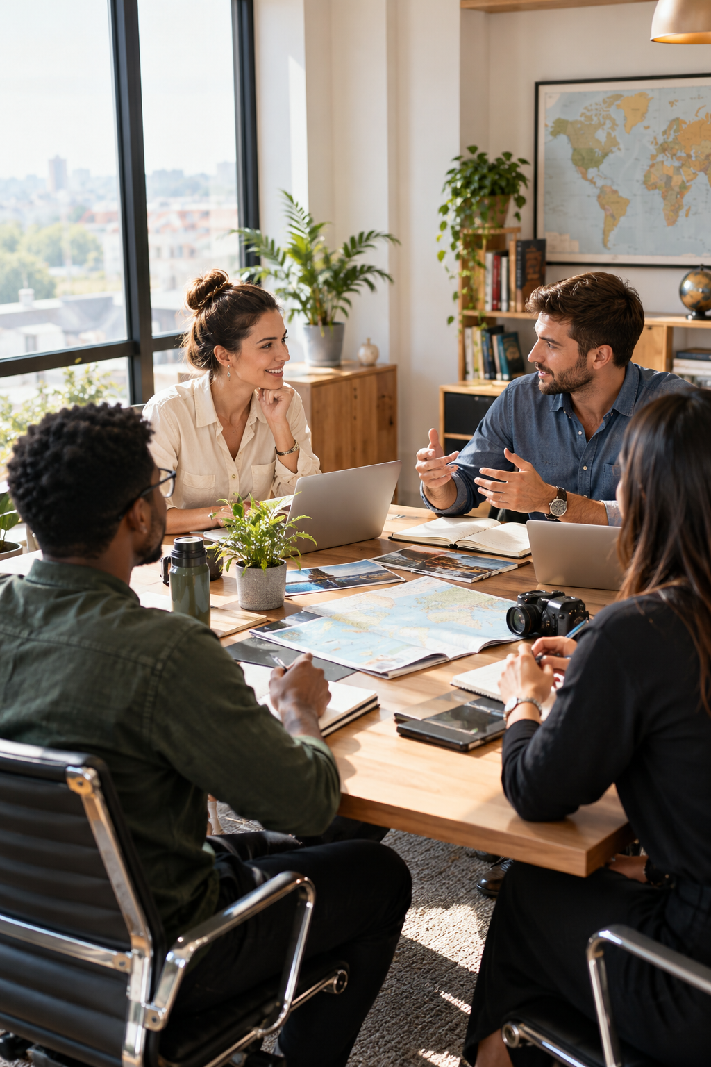 Professional team collaborating in a modern office